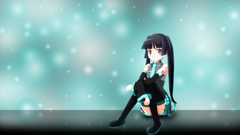 Anime Girl Sitting — Teal