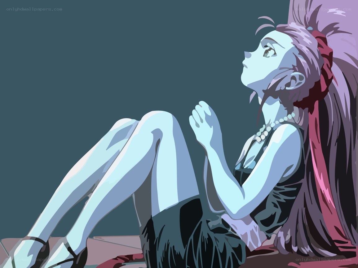 anime girl sitting thoughtfully