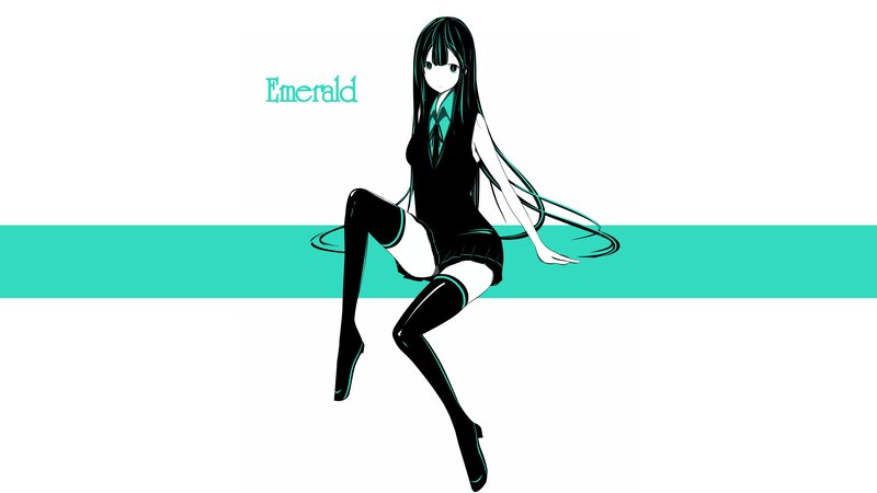 Anime Girl Sitting — White, Calm, Digital Art, Long Hair