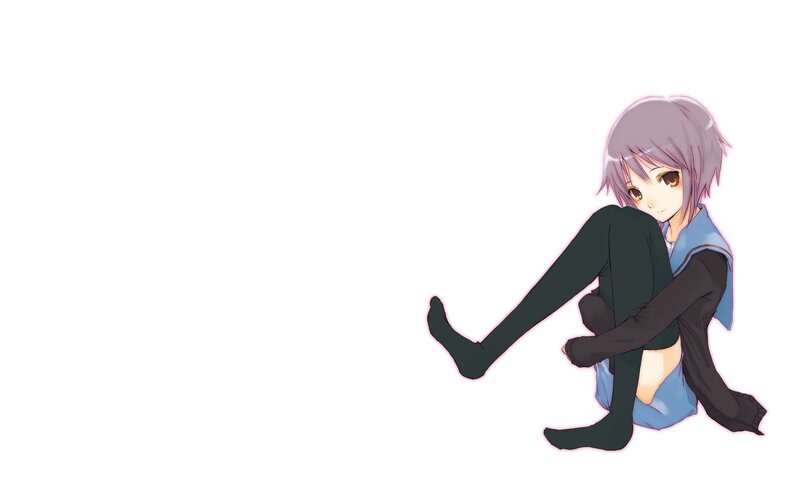 Anime Girl Sitting — White, Calm, Legs