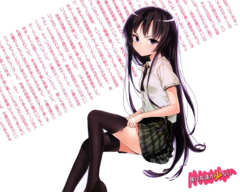 Anime Girl Sitting — White, Calm, Manga, School Uniform, Long Hair