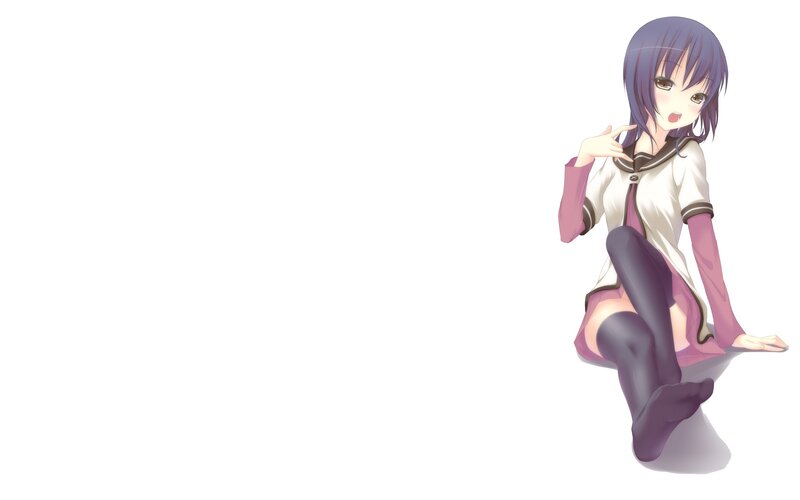 Anime Girl Sitting — White, Neutral, School Uniform