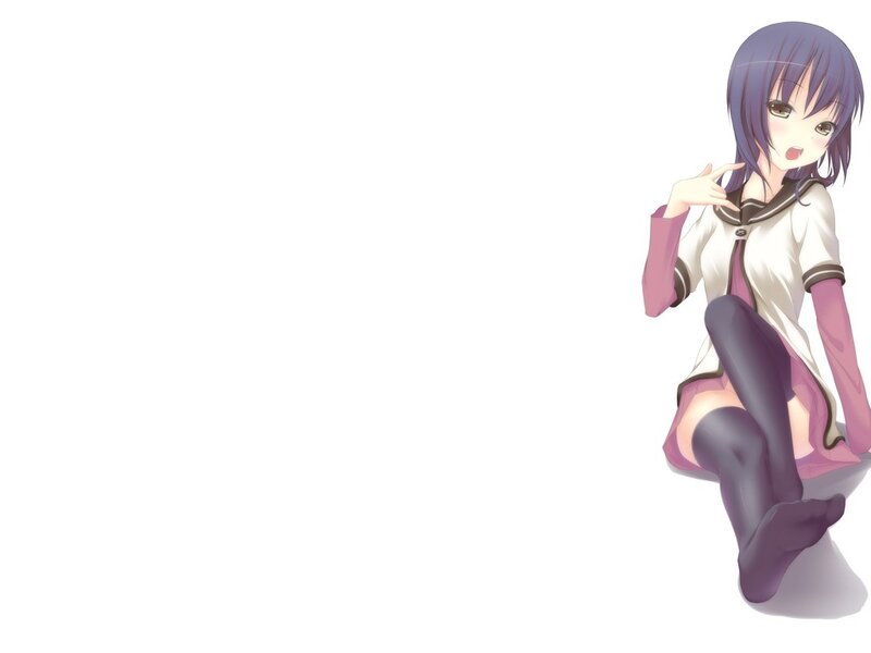 Anime Girl Sitting — White, Neutral