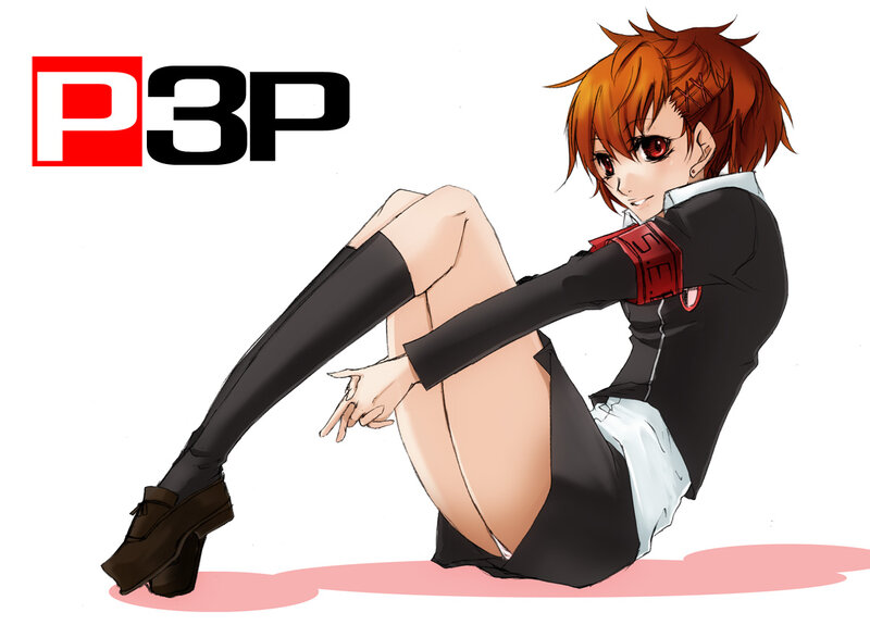 Anime Girl Sitting — White, Playful
