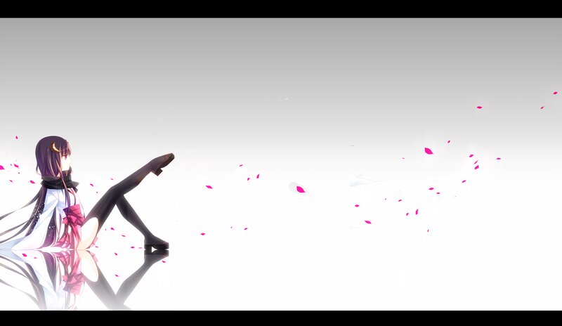 Anime Girl Sitting — White, Serene, Digital Art