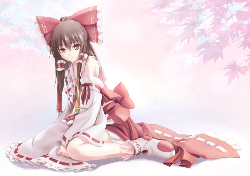 Anime Girl Sitting — White, Serene, Spring
