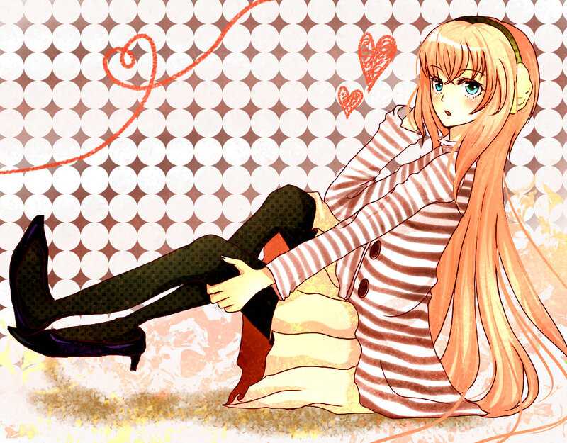 anime girl sitting with heart