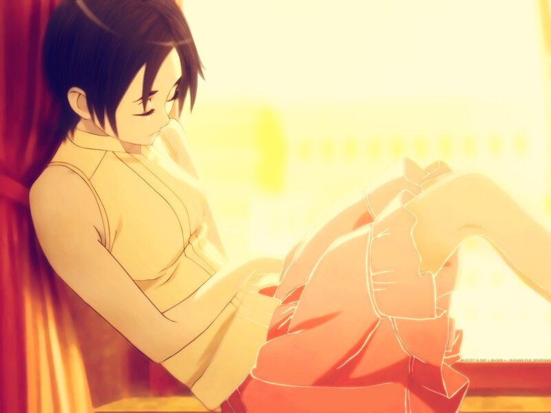 Anime Girl Sitting — Yellow, Serene