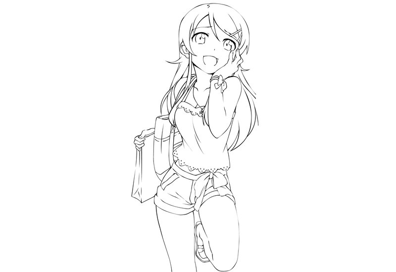 anime girl sketch line art