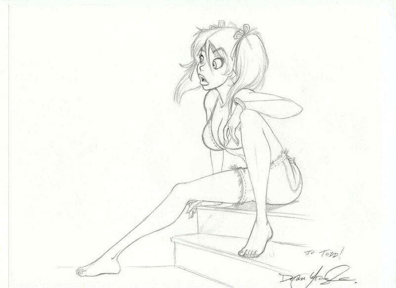 anime girl sketch on stairs
