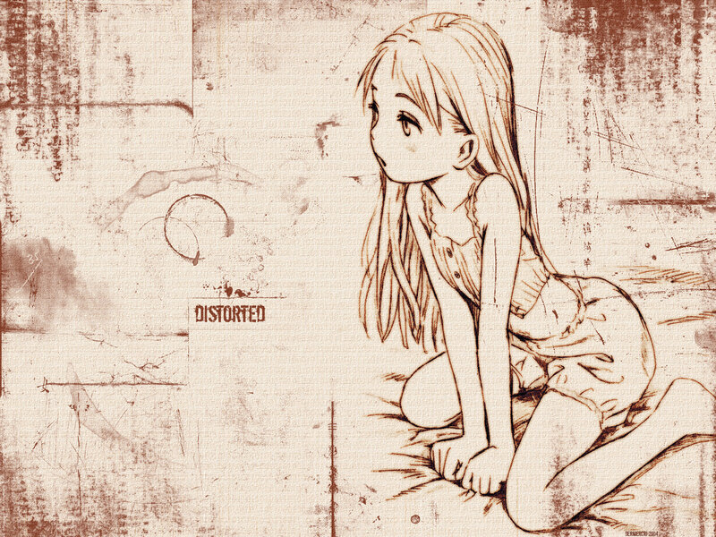 anime girl sketch on textured background
