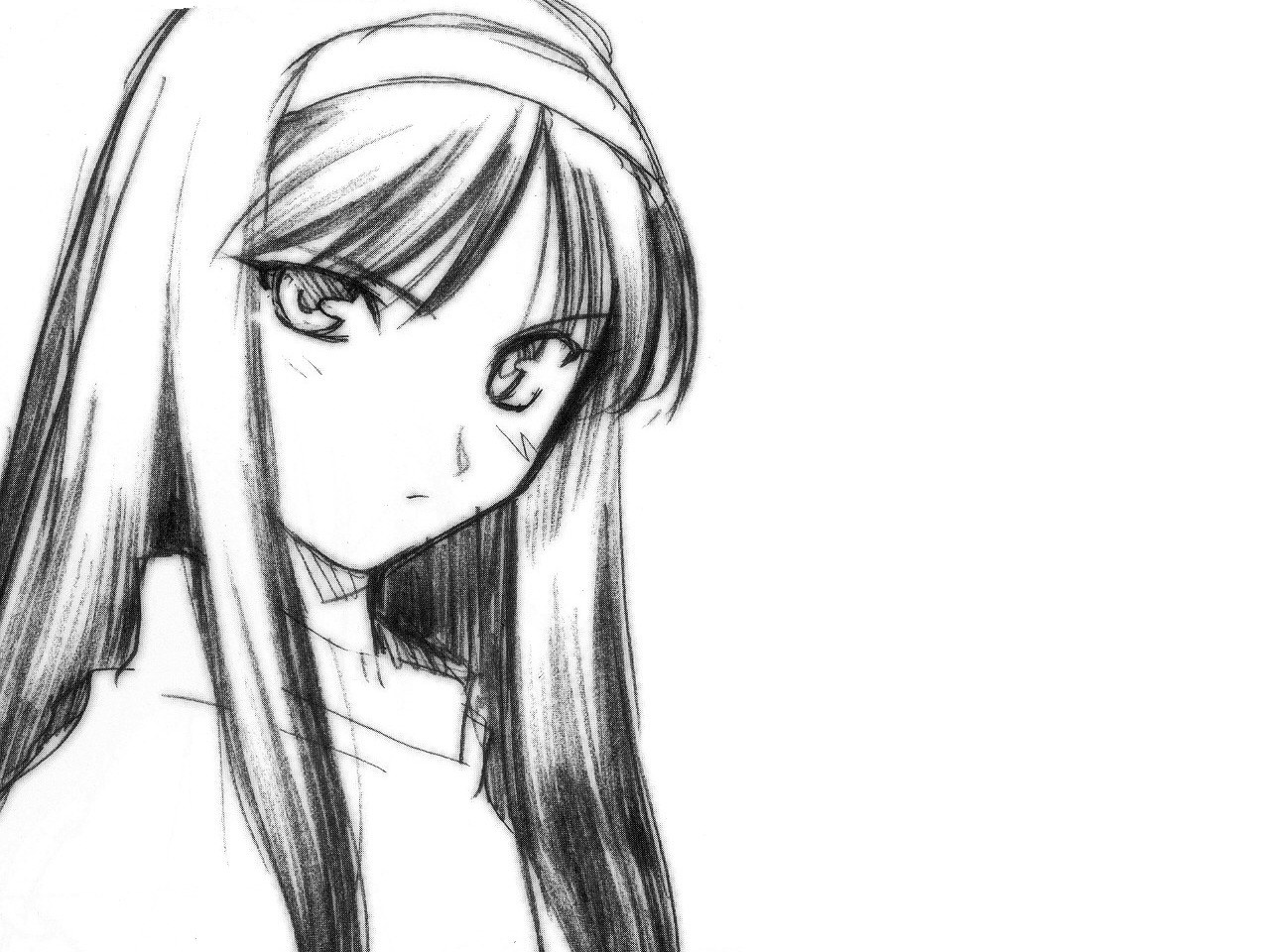 anime girl sketch portrait
