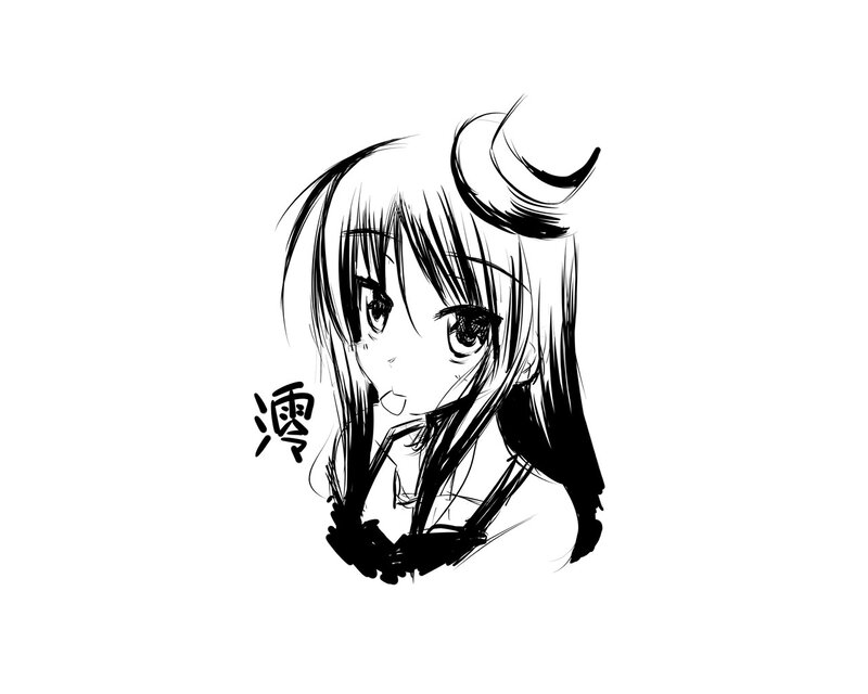 anime girl sketch with horns