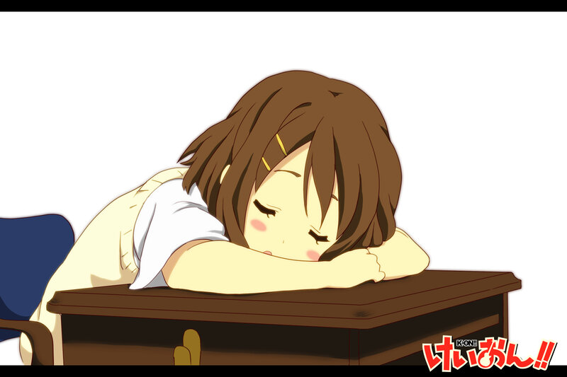 Anime girl sleeping at desk