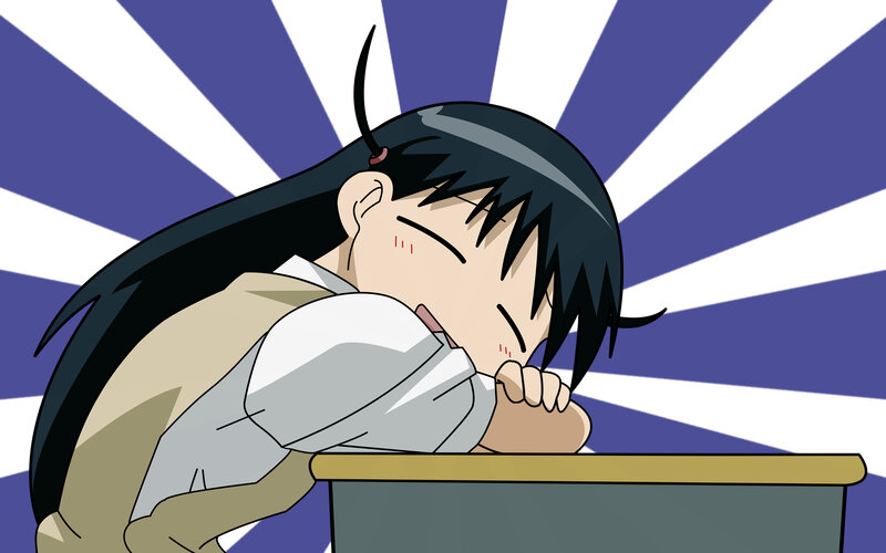 anime girl sleeping at desk