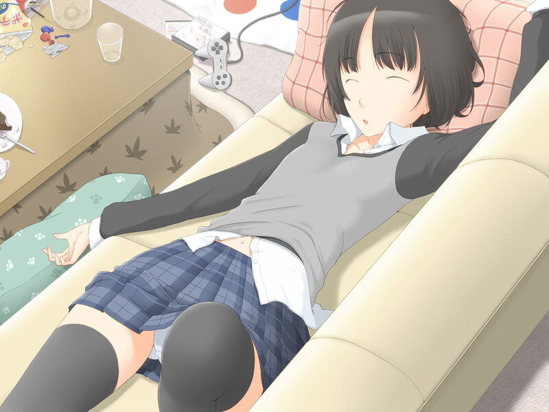 Anime Girl Sleeping — Beige