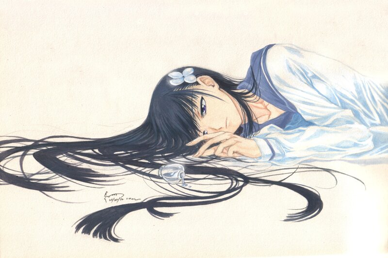 Anime Girl Sleeping — Black, Calm, Manga