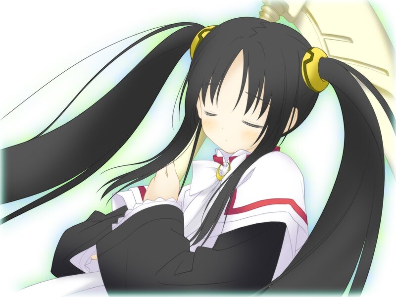 Anime Girl Sleeping — Black, Peaceful, School Uniform