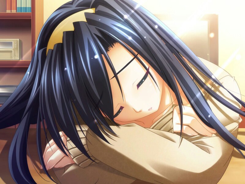 Anime Girl Sleeping — Black, Peaceful
