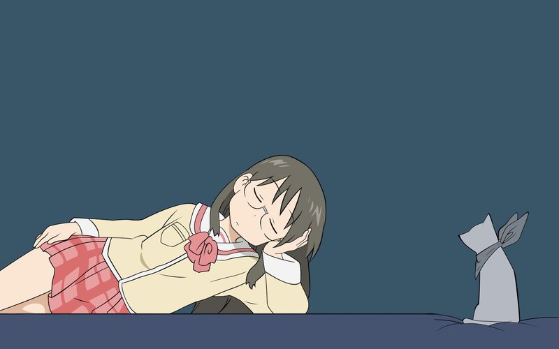 Anime Girl Sleeping — Blue, Calm, Night