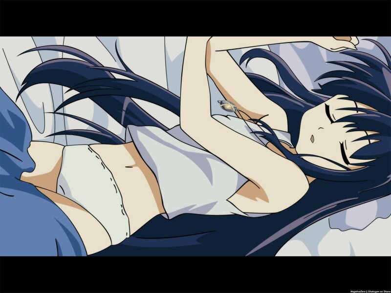 Anime Girl Sleeping — Blue, Peaceful, Bed, Pillow, Long Hair, White