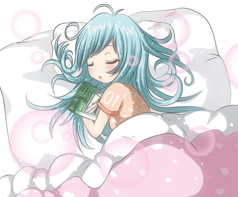 Anime Girl Sleeping — Blue, Peaceful, Bed