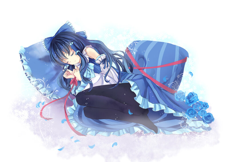 Anime Girl Sleeping — Blue, Peaceful, Winter
