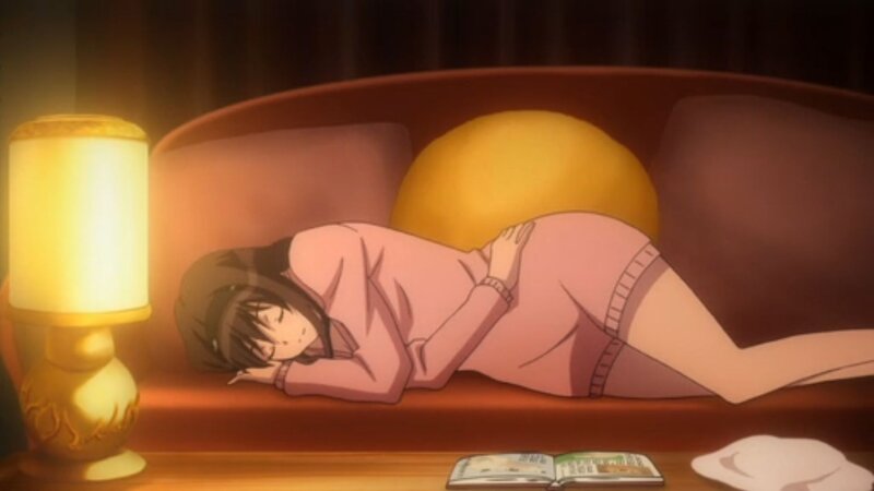 Anime Girl Sleeping — Brown, Calm, Night