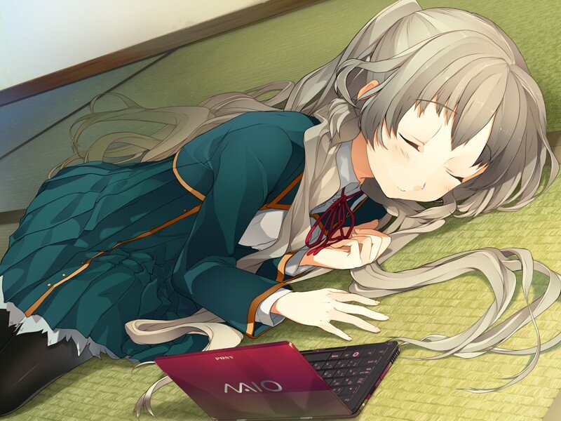 Anime Girl Sleeping — Green, Peaceful
