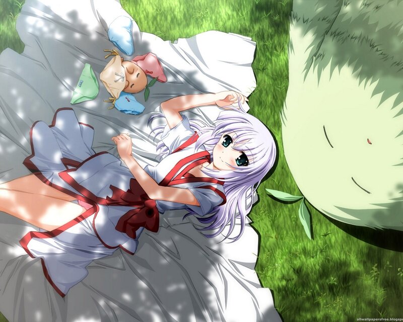 Anime Girl Sleeping — Green, Serene