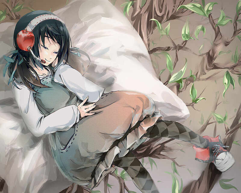 Anime Girl Sleeping — Green
