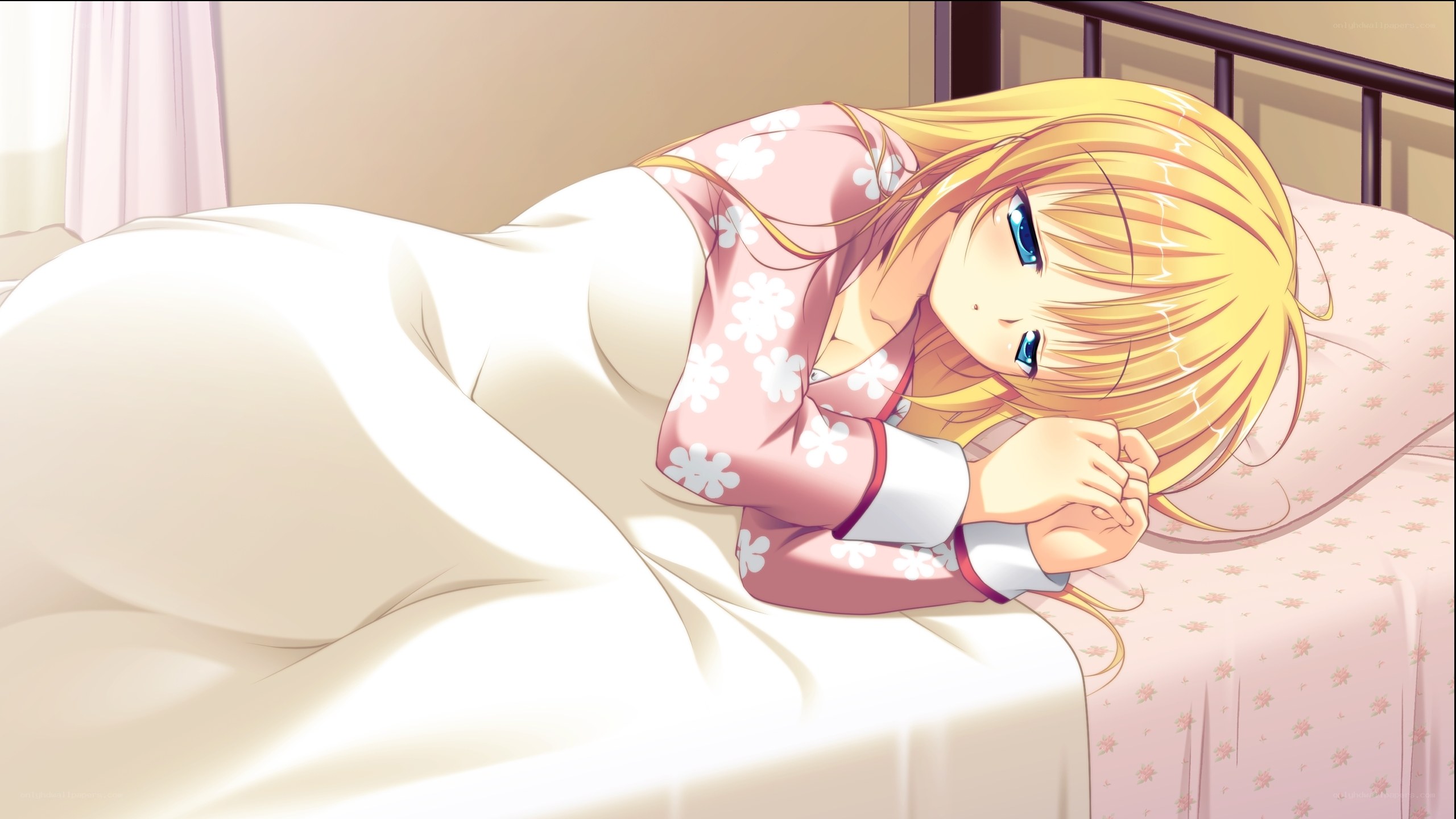anime girl sleeping in bed