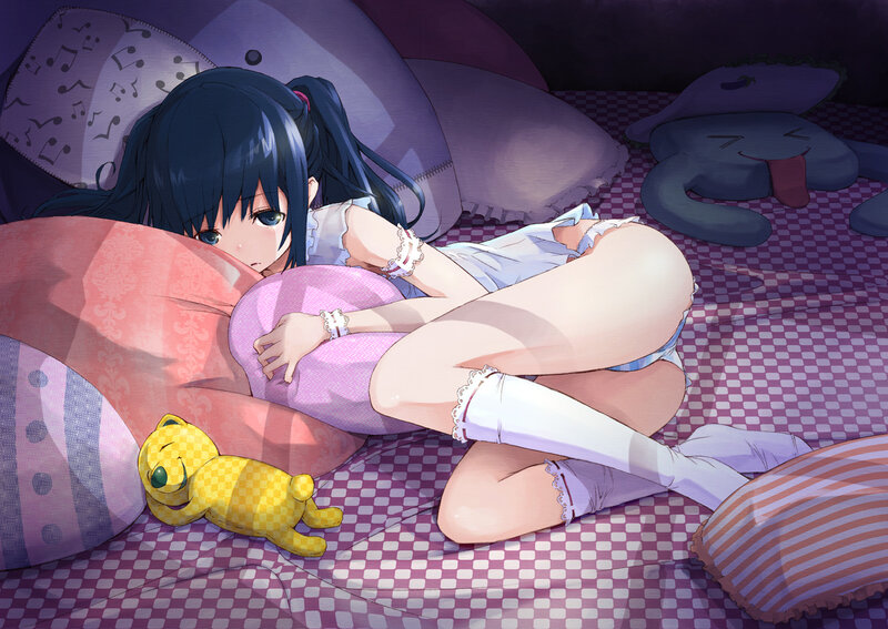 Anime girl sleeping in bed