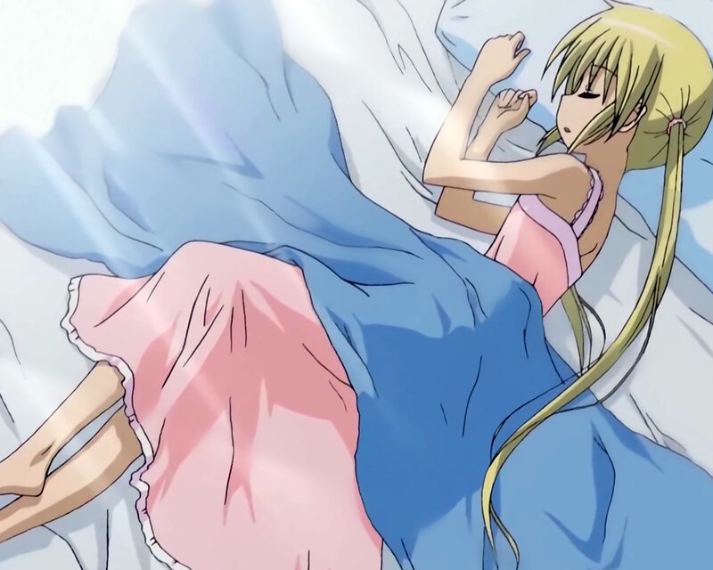 Anime girl sleeping in bed