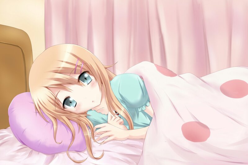 anime girl sleeping in bed