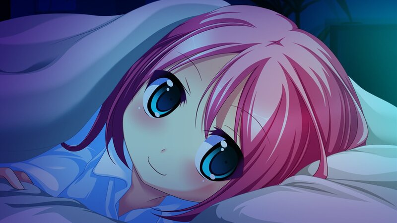 anime girl sleeping in bed