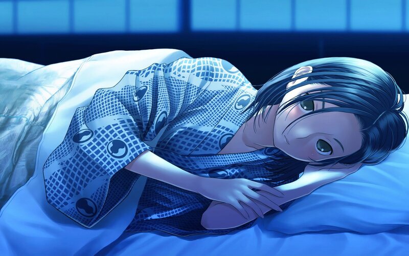 anime girl sleeping in bed