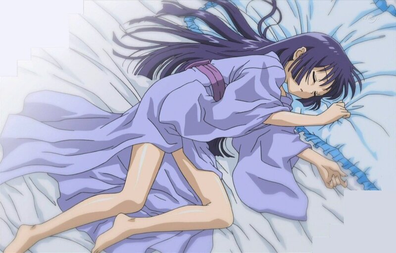 anime girl sleeping in bed