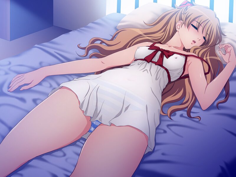 Anime girl sleeping in bed