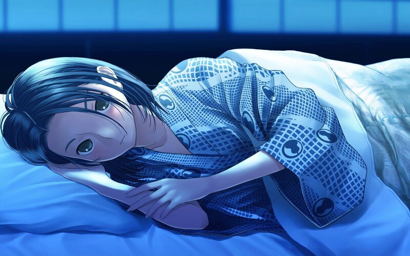 anime girl sleeping in bed