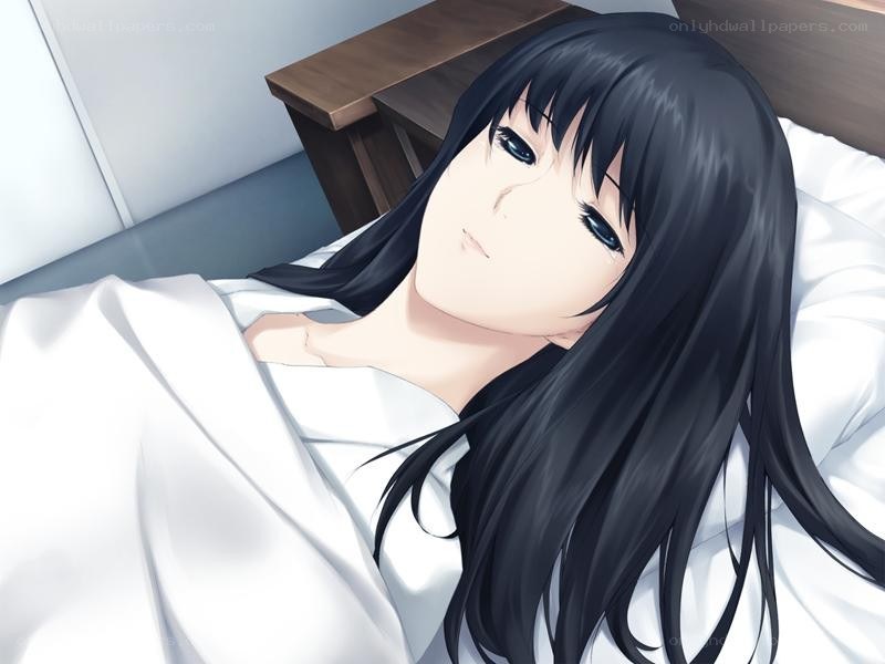 anime girl sleeping in bed