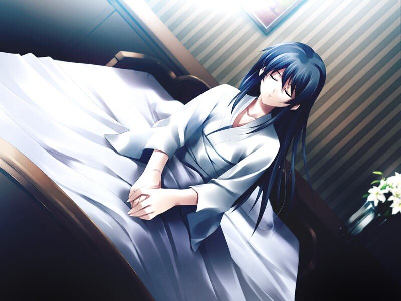 anime girl sleeping in bed