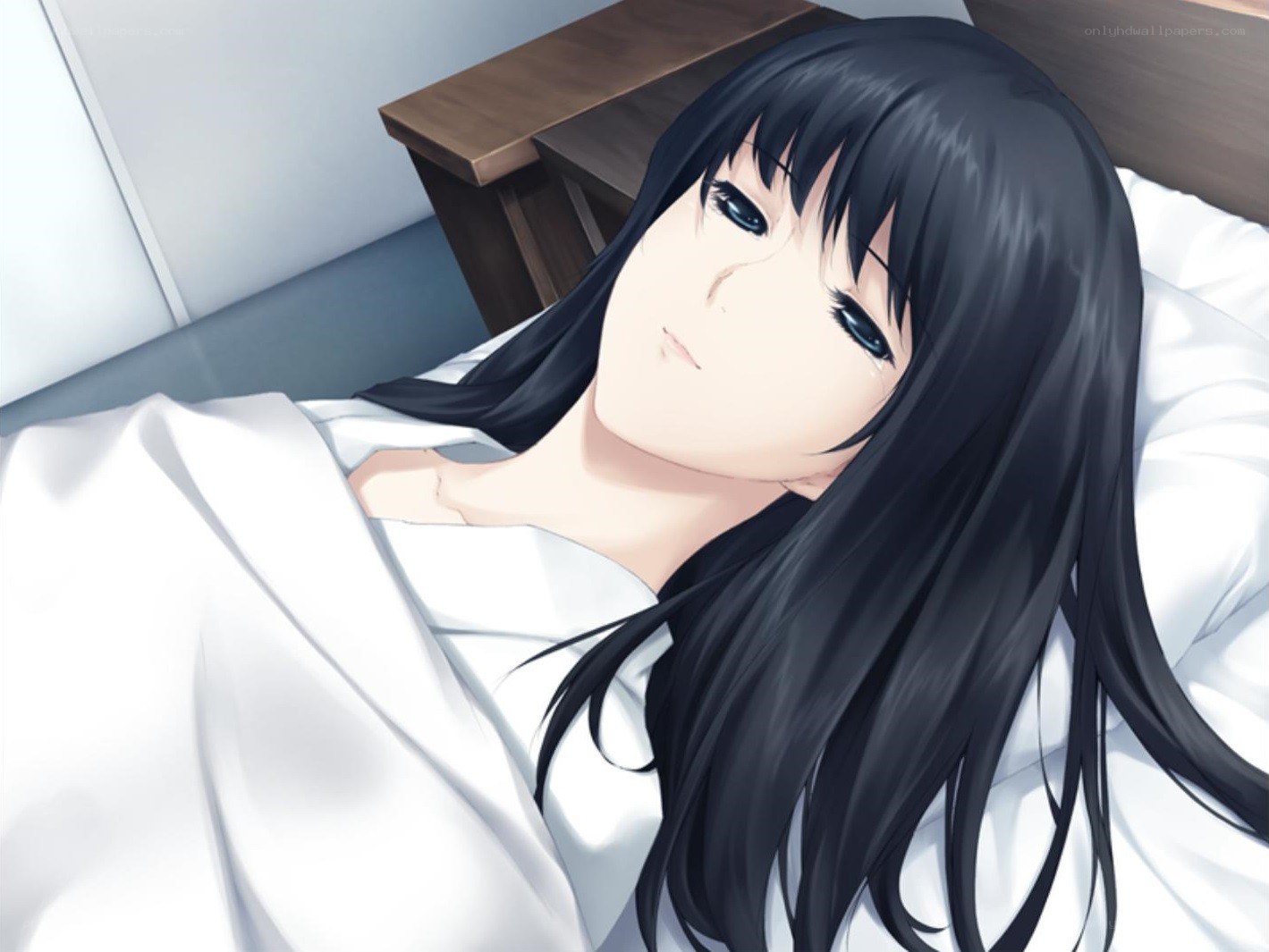 anime girl sleeping in bed