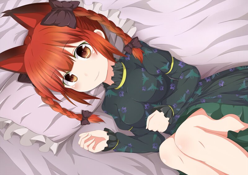 Anime girl sleeping in bed