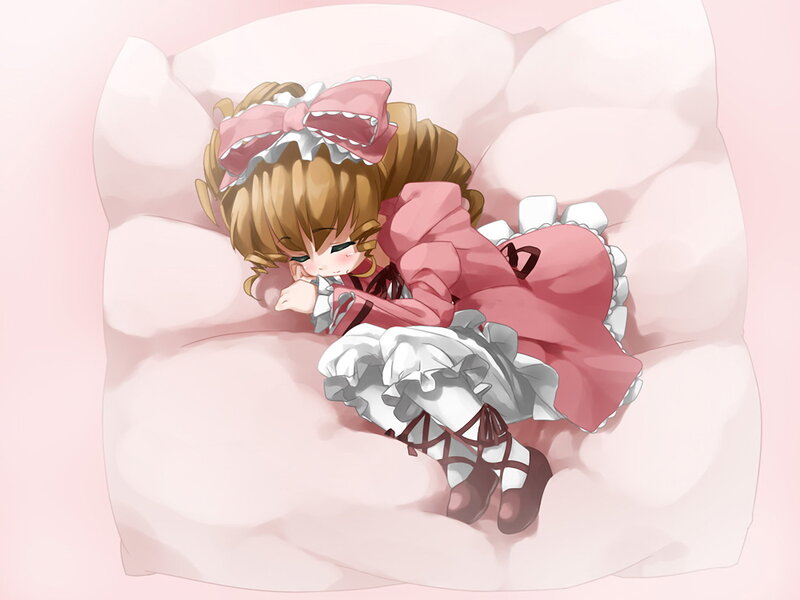 Anime girl sleeping in bed