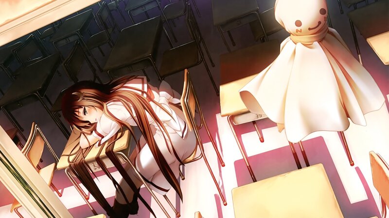 Anime girl sleeping in classroom