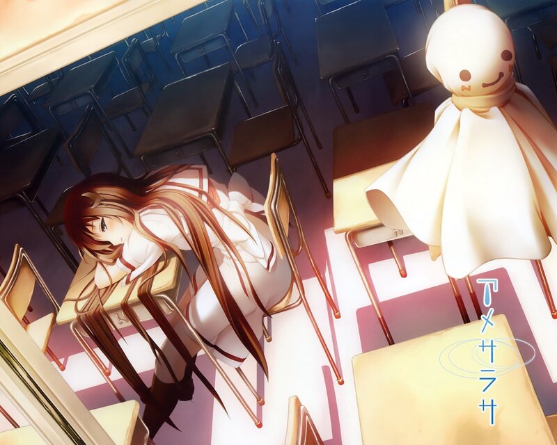 Anime girl sleeping in classroom