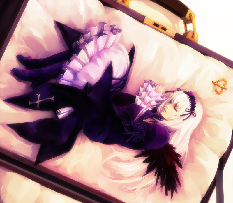 anime girl sleeping in coffin