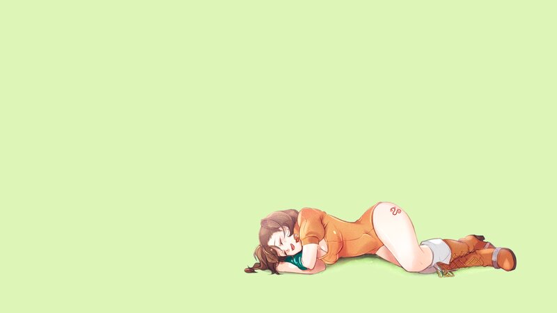 Anime Girl Sleeping — Light Green