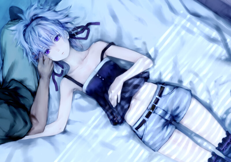 anime girl sleeping on bed
